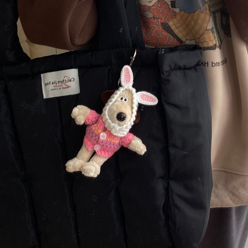 Same style as Xiaohongshu. Cute bunny ears puppy keychain. Pilot repair hook can be changed into couple bag pendant gift.