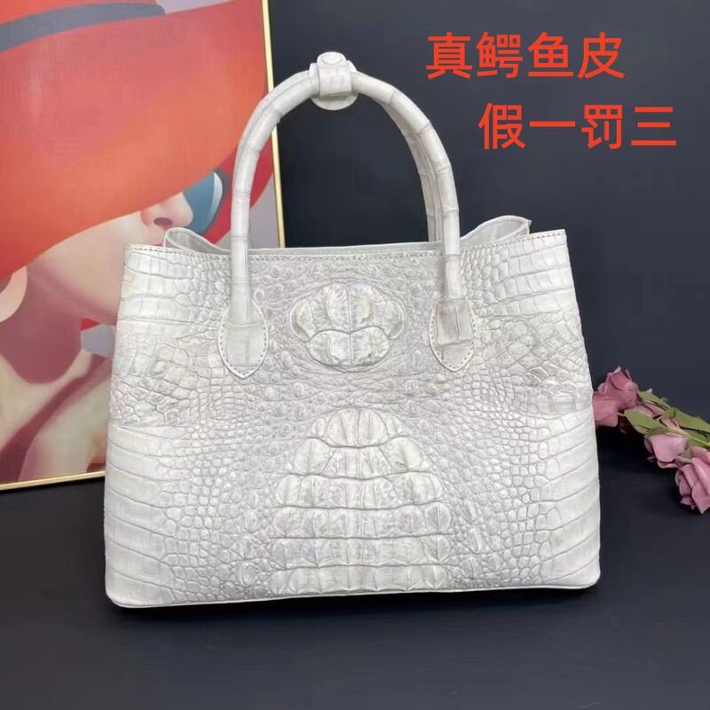 2025 New Crocodile Leather Women's Bag Genuine Leather Bag Women's Handbag Himalayan White Fashion Shoulder Crossbody Bag