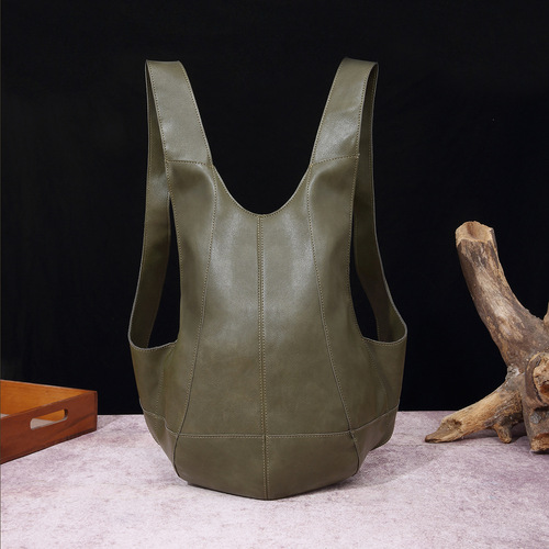 European and American retro Crazy Horse soft leather men's and women's Beetle bag backpack student trendy backpack school bag casual travel bag