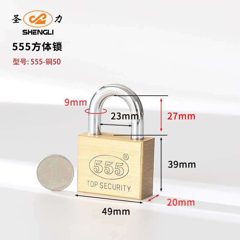 Customized Southeast Asian square blade copper padlock, copper key, copper lock core, copper natural color chrome-plated copper lock, export copper padlock pic 4