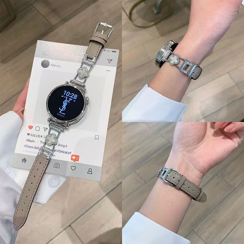 살구 리본 + 실버 다이아몬드 네잎 클로버