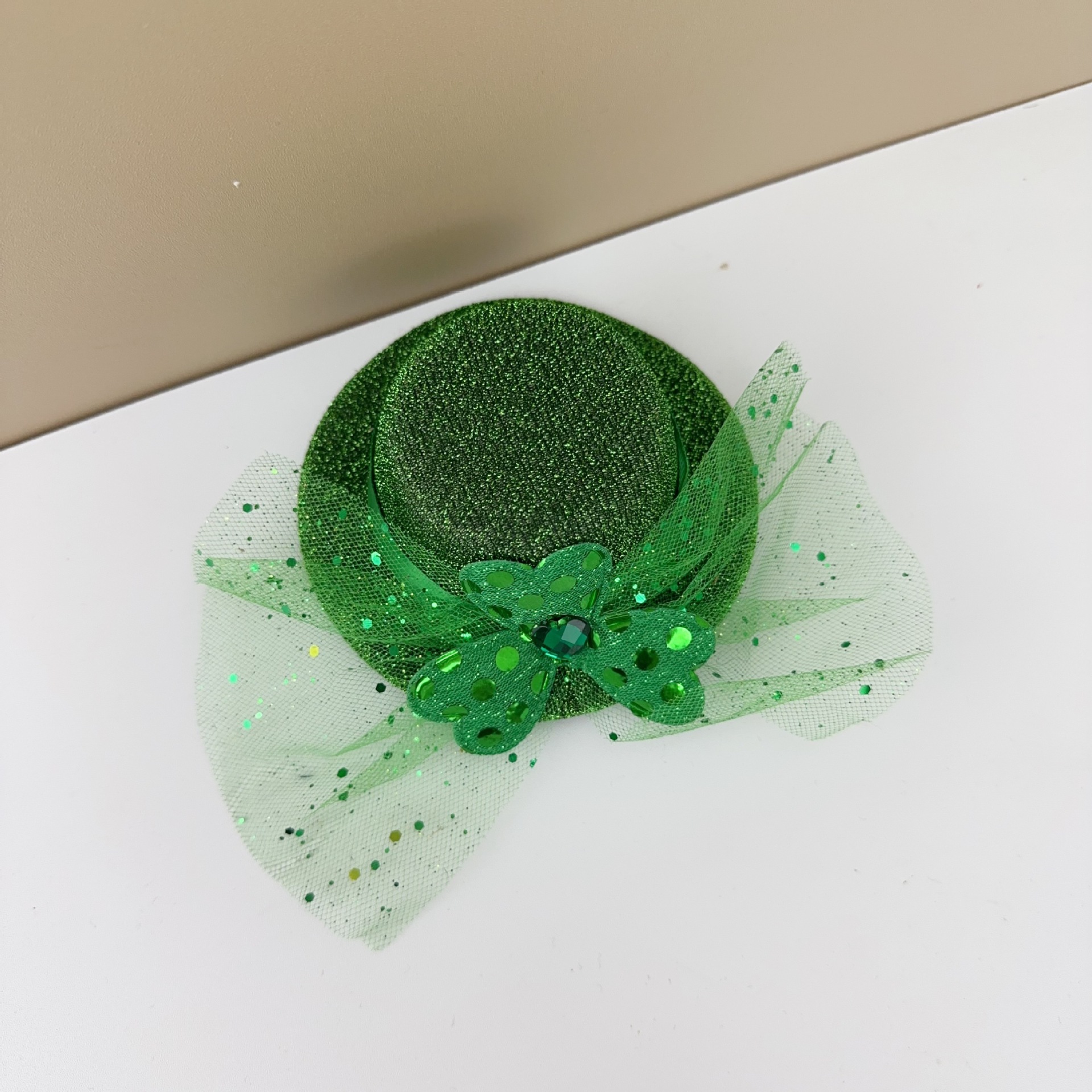 绿色小礼帽女复古时尚可爱蕾丝头花舞台演出走秀生日头饰发饰发夹