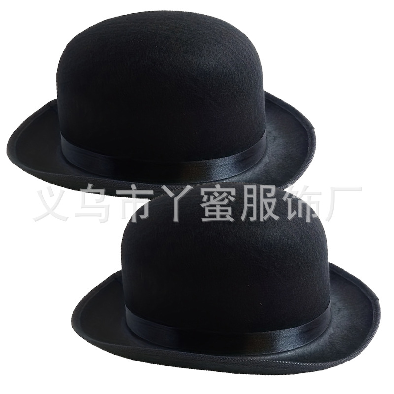 Juego de 2 piezas de cinta de sombrero de copa redondo negro