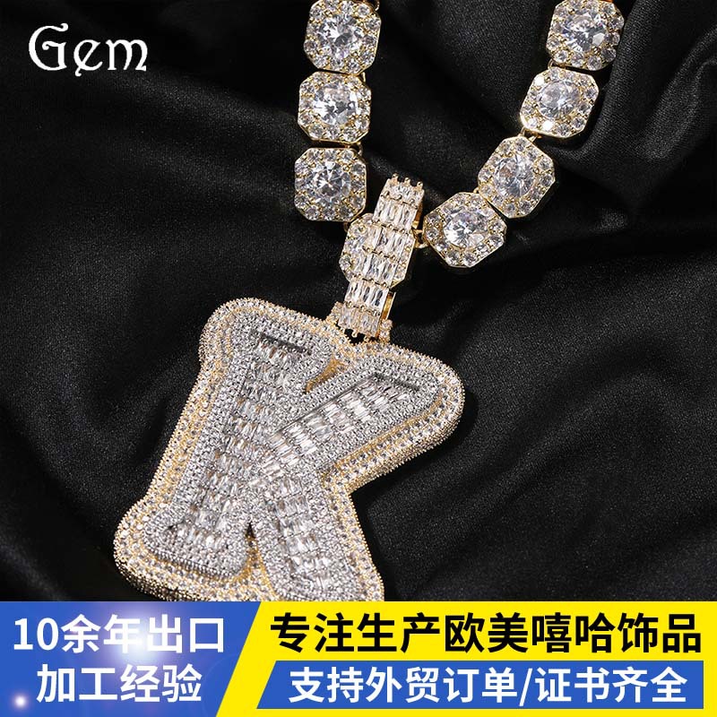 fashionable creative copper pendant with letters with zircon