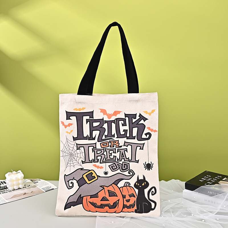 国境を越えた貿易ハロウィン漫画プリントキャンバスバッグ原宿ショルダーバッグ学生ファッションハンドバッグショッピングバッグ|undefined