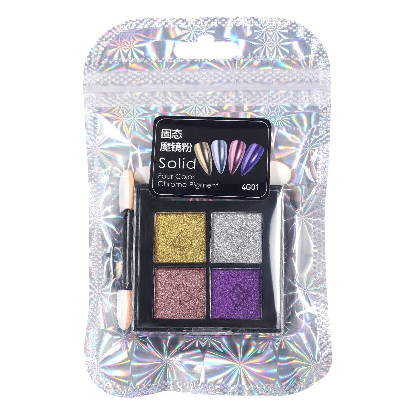 Gran capacidad de estado sólido Espejo Mágico polvo de uñas de arte popular Gancho Dorado champán láser Aurora polvo Especial paquete de 6 colores