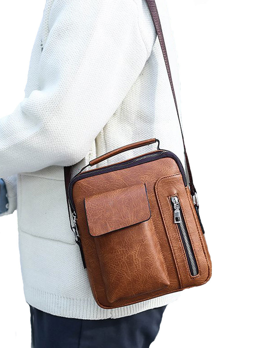 Japanese retro polyurethane trend capacious fashionable shoulder bag