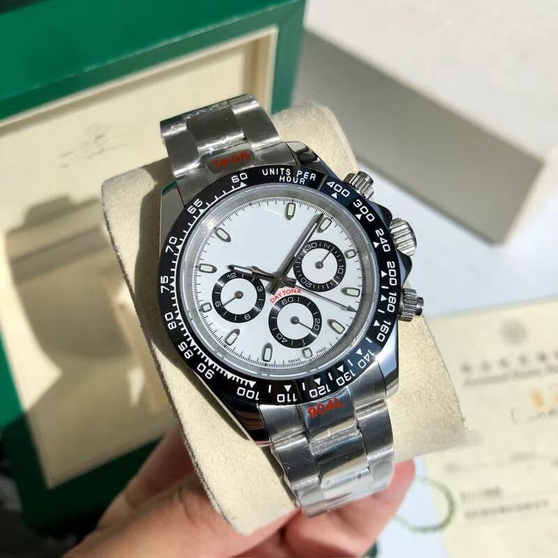 7750 Daytona Men's Fully Automatic Mechanical Chronograph Multifunctional Panda Dial Luminous Watch Foreign Trade Cross-Border Wholesale