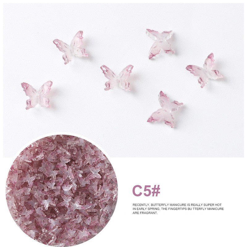 Acrílico mariposa resina tridimensional accesorios de uñas accesorios de flores plástico transparente uñas hechas a mano material DIY image 41