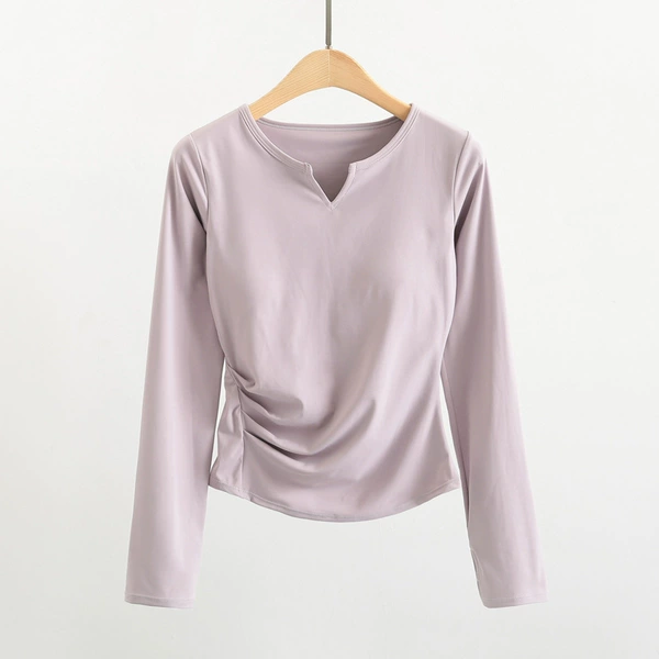 Purple top with cups, long-sleeve
