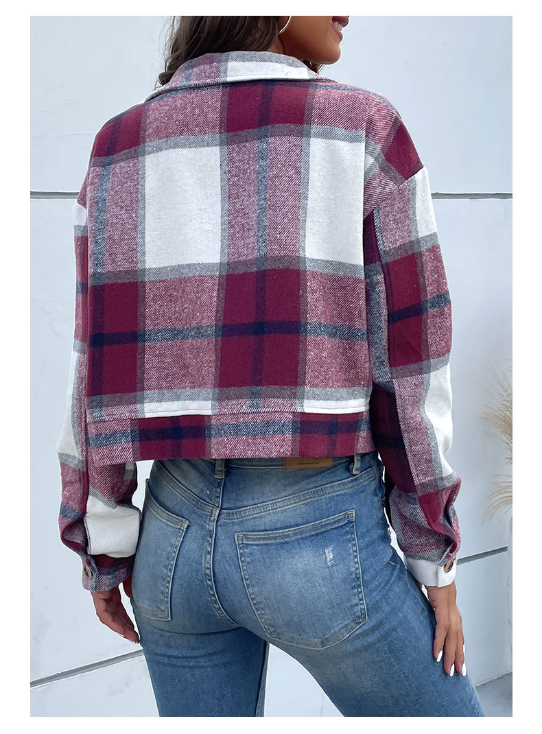 Abbigliamento donna giacca corta con risvolto cardigan scozzese corto_voghion.com