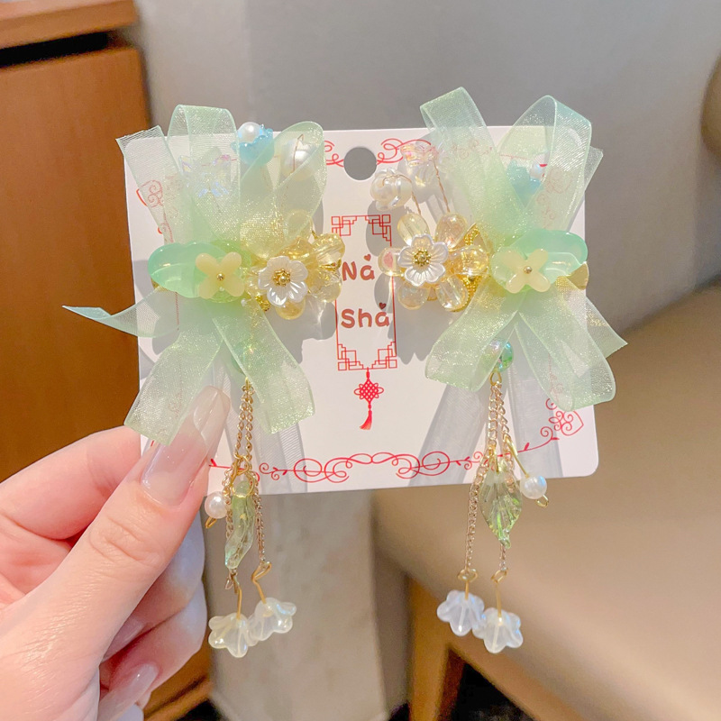 Chica de Hanfu tocado de los niños traje antiguo princesa borla horquilla estilo chino niña paso horquilla clip de pelo