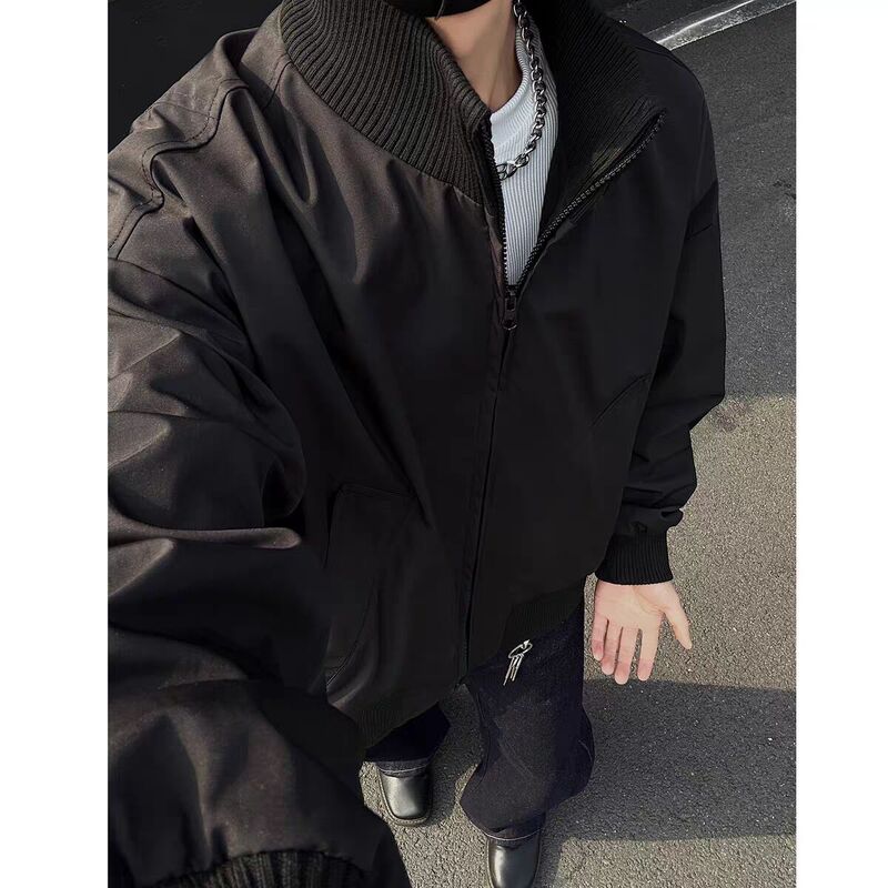 2026 Autumn Cleanfit Brown Pilot Jacket for Men, Stylish Stand Collar Coat, American High Street Short Style