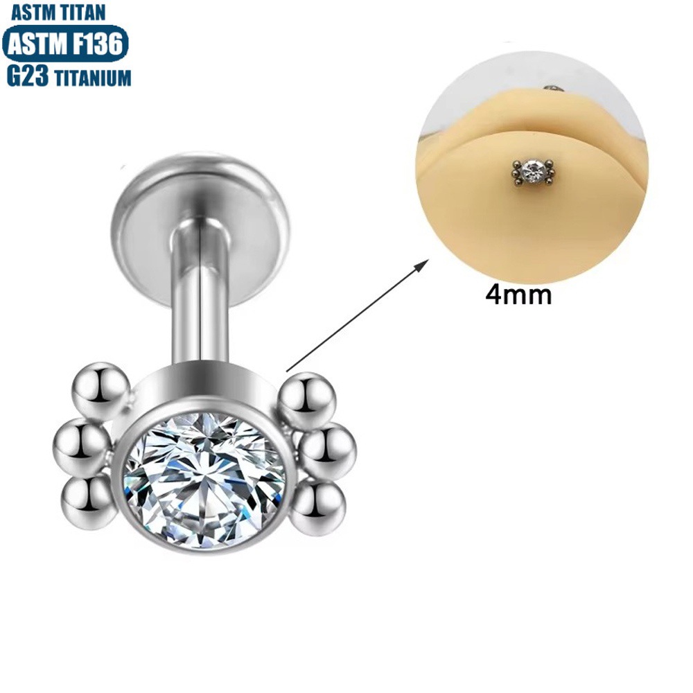 16G labret stud size and finish detail