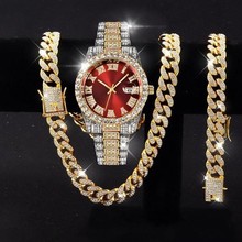 3pcs/set�����ֱ����b�������ʯӢhiphopwatchset