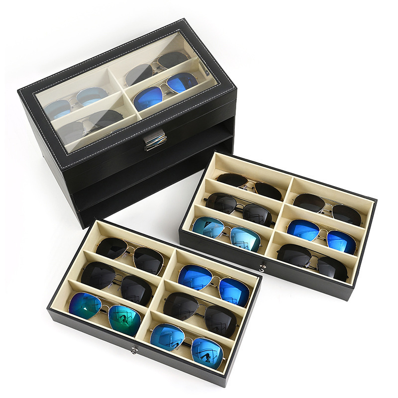 High-End Display Sunglasses Case Leather Display Storage Box Black Large-Capacity Sunglasses Dust-Proof Glasses Case High-End Display Sunglasses Case Leather Display Storage Box Black Large-Capacity Sunglasses Dust-Proof Glasses Case