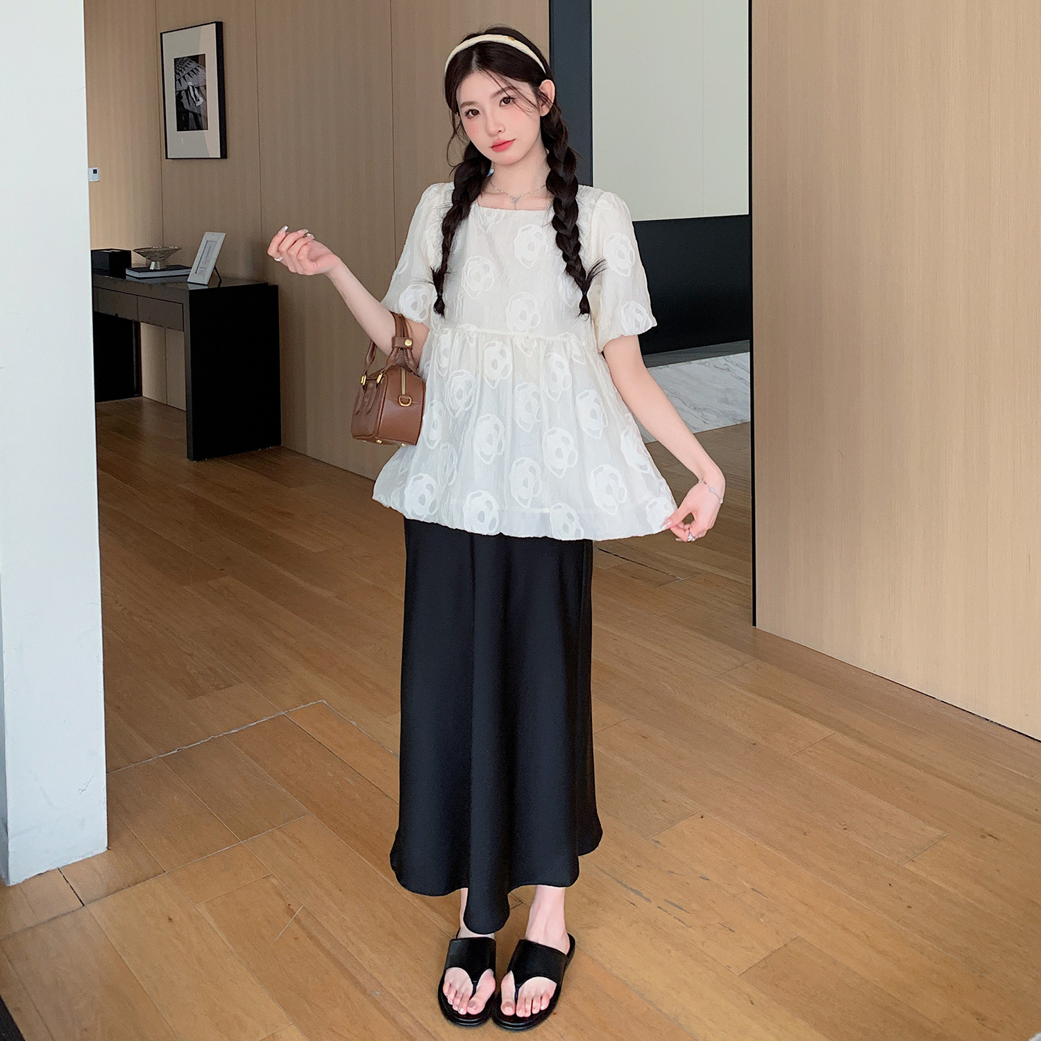 妊婦服セット夏服2024新型半袖子供服上着半身スカート夏服ファッション洋風2点セット