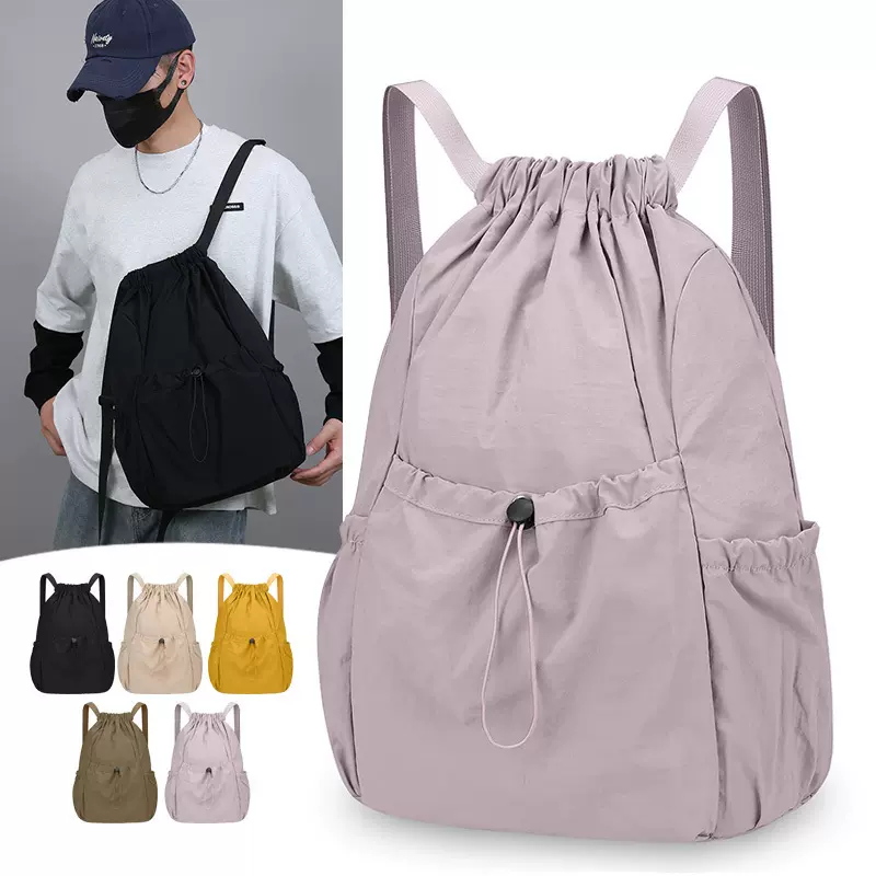 男女轻便束口抽绳双肩包运动登山背包小众旅行大学生书包