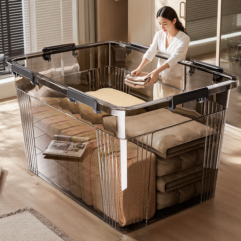 Transparent Storage Box for Home Use, Plastic Storage Box for Clothes and Toys, Thickened Organizer Box, Large Capacity Trunk Storage Box