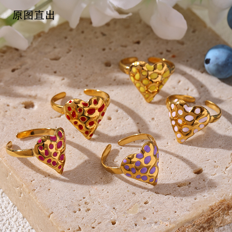 TENA Europa y los Estados Unidos transfronterizos dopamina color de verano color goteo de aceite amor anillo de joyería de mano de vacaciones de playa al por mayor