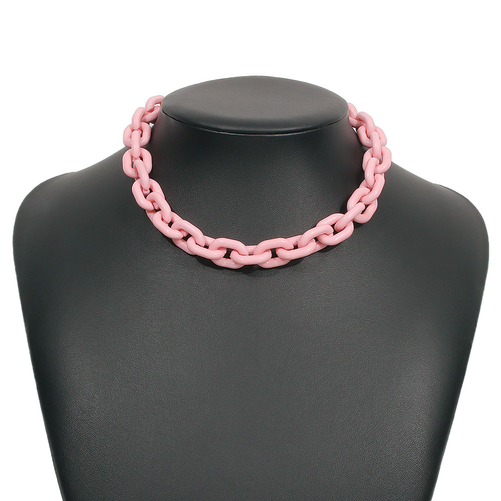 wholesale jewelry punk style color thick chain necklace nihaojewelry