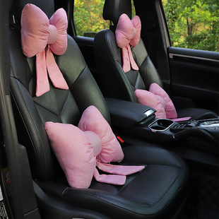 Blue Rain Four Seasons General Motors Headrest Waist Creative Pink Bow Ribbon Pillow Cotton and Linen Car Neck Pillow