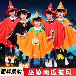 万圣节儿童女巫婆披风魔法师斗篷欧美巫婆南瓜派对聚会cos装扮