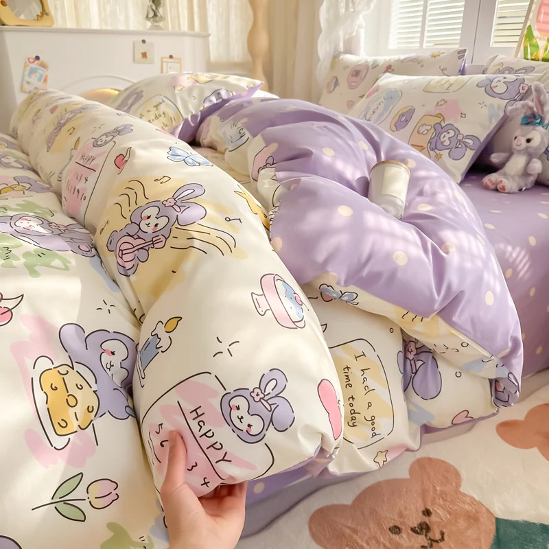 Cama de impresión no estática tipo A tipo de piel doméstica cuatro piezas de sábanas de algodón residencial sábanas de cama tipo笠 molido