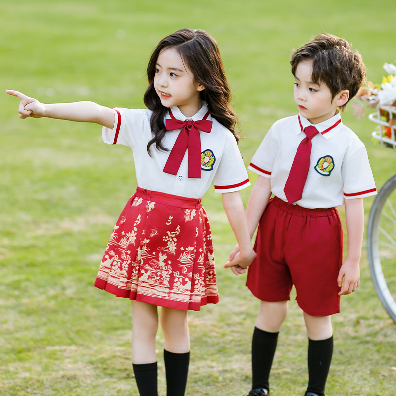 幼兒園園服畢業照六一合唱演出服中國風馬面裙兒童班服套裝小學生