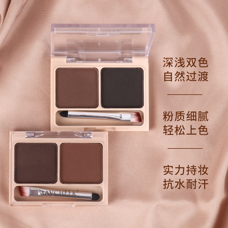 Meixian polvo de cejas para niños a prueba de agua para mujeres, anti sudor, no decoloración, lápiz de cejas rojas de red natural y duradero, polvo de cejas de doble efecto para principiantes