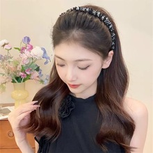 小香风编织波浪发箍甜美轻奢不卡头蓬松气质带齿梳防滑设计感发箍