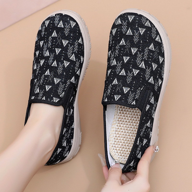 Zapatos de verano para mujer, nuevos zapatos individuales, zapatos de madre transpirables, suela suave, pies no apestosos, zapatos casuales, zapatos de tela de un pie, mujeres