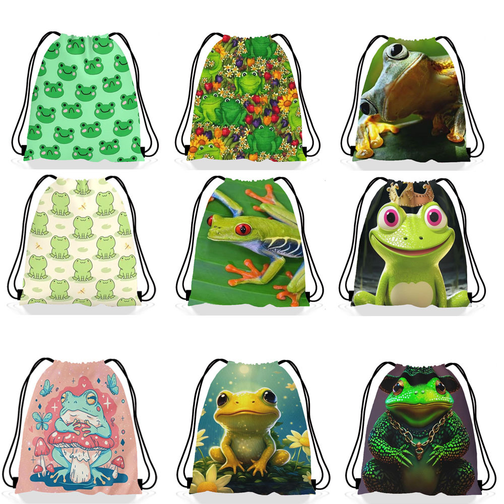 青蛙束口袋  青蛙儿童生日派对抽绳双肩背包袋便携收纳袋跨境热卖