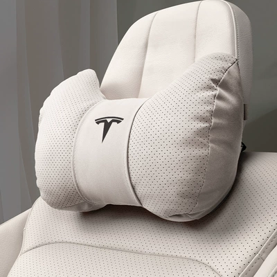 Waist Support, Neck Pillow, Car | Headrest - horn-style-off-white-tesla-headrest-set