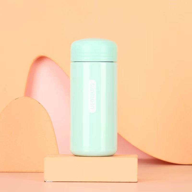 Cubierta de grano de madera de estilo japonés 304 taza de vacío de acero inoxidable mini compartimiento de té taza de bolsillo regalo de oficina de negocios taza de agua al por mayor