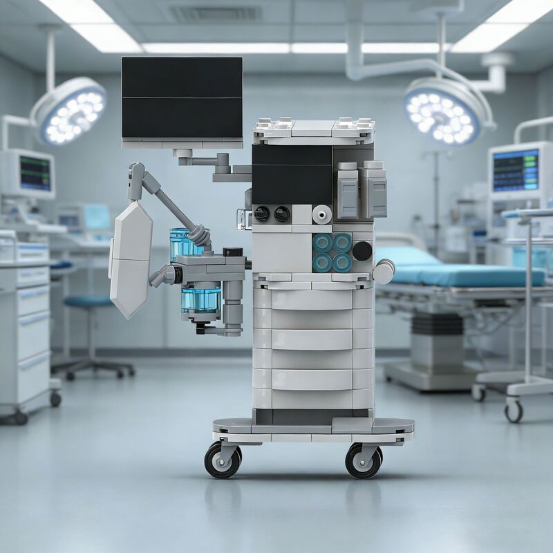 Simulated Anesthesia Machine Building Block Model, Small Particle Assembly Medical Equipment Ornament, Children's Educational Toy, Wholesale Supply