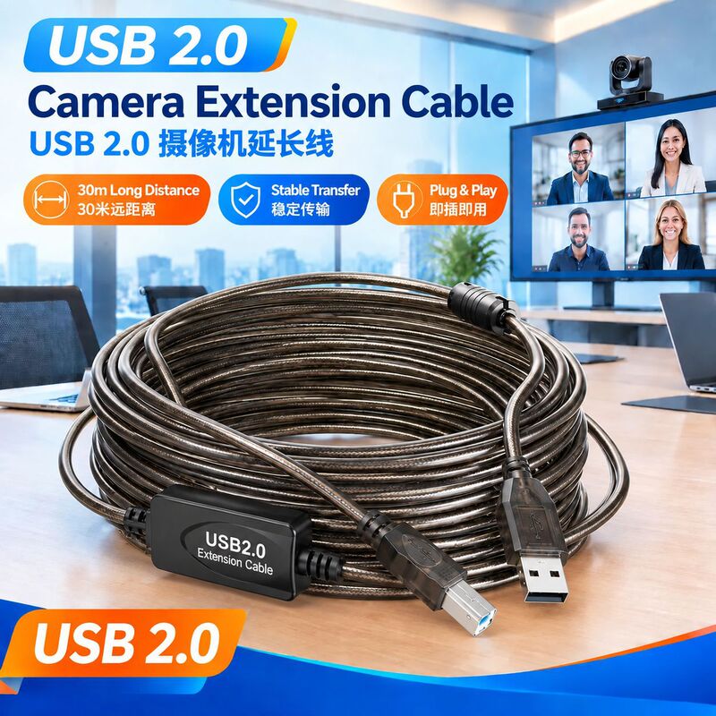 In stock: USB 3.0 extension cable for fax machines, video conferencing cameras, and scanners; transparent black printing extension cable