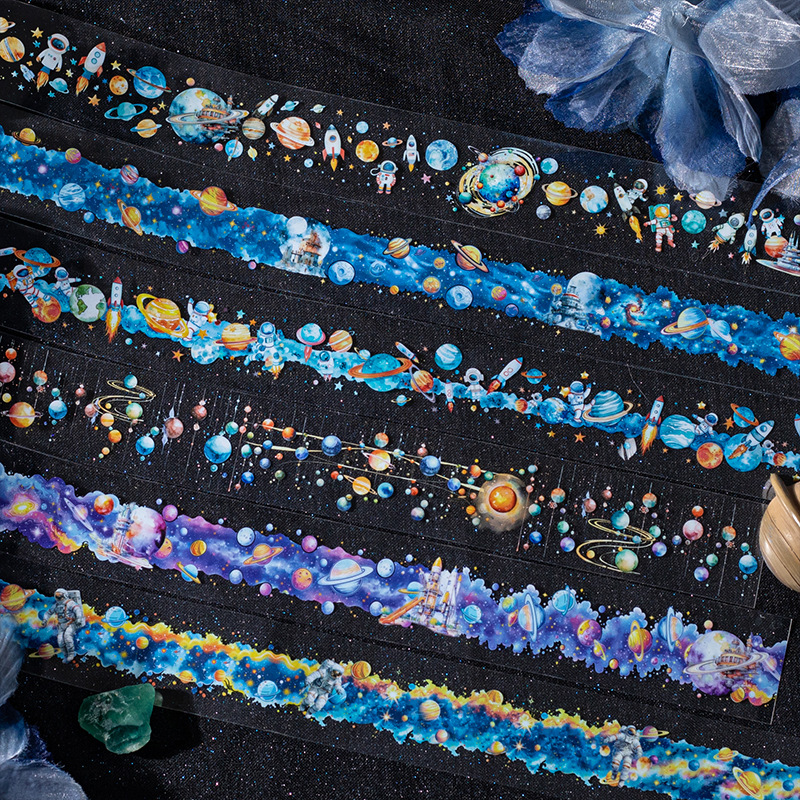 Un buen día, cinta PET Star River caliente serie cosmos cuentas de mano DIY material decoración cinta de paisaje