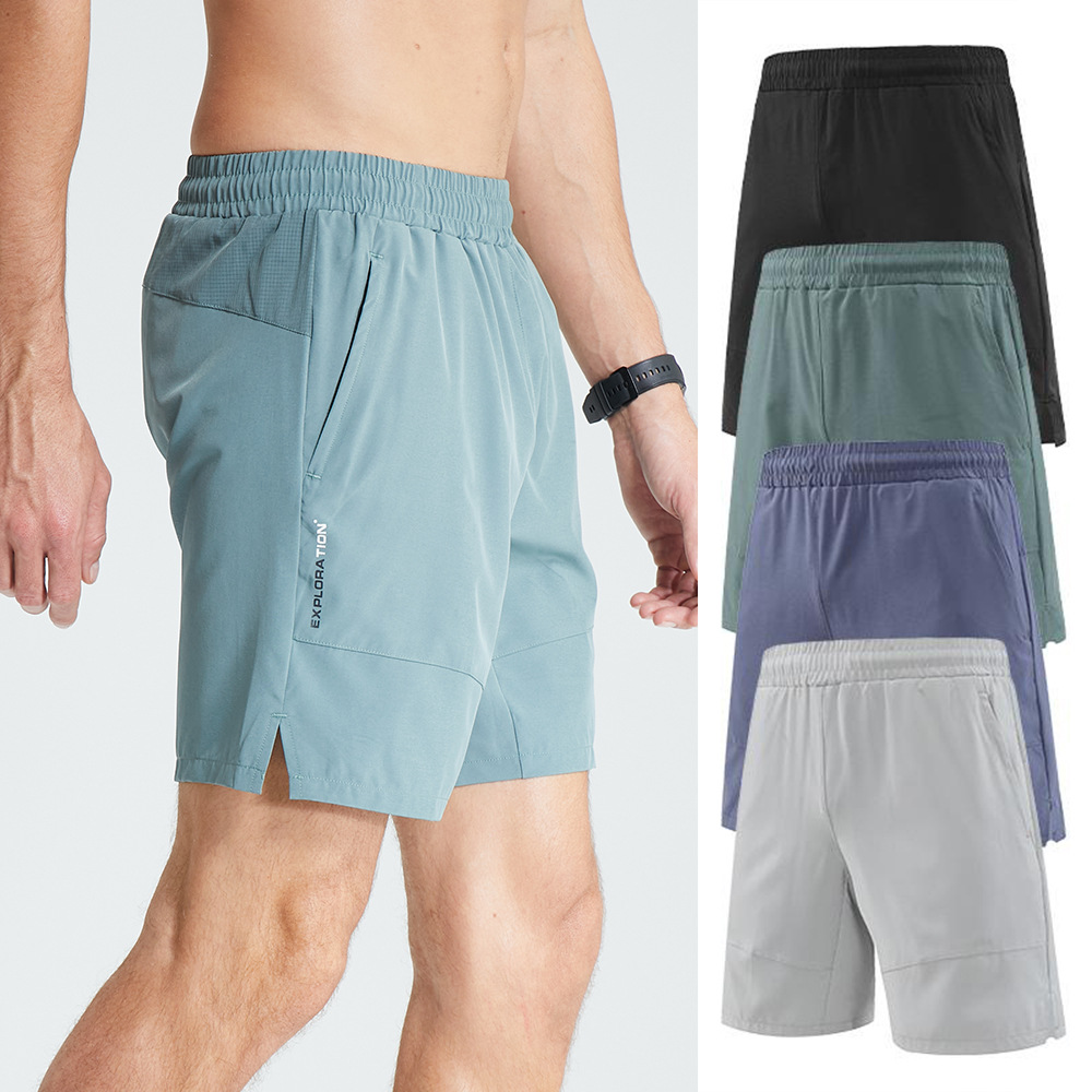 Pantalones cortos de seda de hielo de secado rápido de verano LULU Pantalones de cinco puntos de entrenamiento de enfriamiento transpirable de gran tamaño de color sólido para hombres