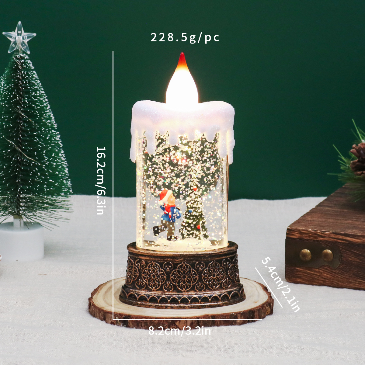 Nuevo agua de Navidad lámpara de vela luminosa lámpara de viento decoración de Santa Claus pequeño regalo de árbol de Navidad