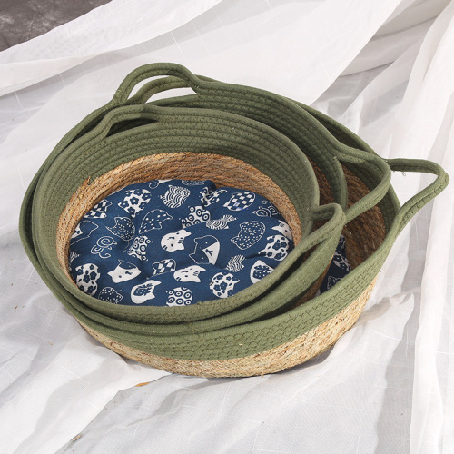 [Factory] Pet Supplies Dog and Cat Beds Pet Mats Four Seasons Autumn and Winter Cotton Rope Woven Pet Bed Pads Dog Mats