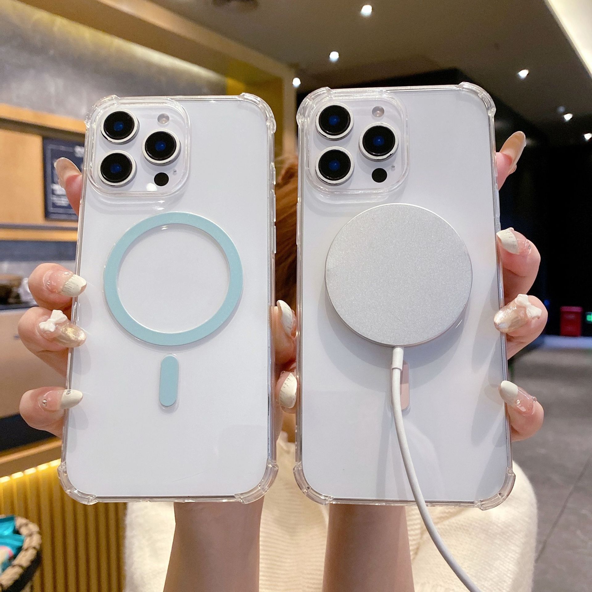 For Apple 15promax mobile phone case magnetic iPhone14PROMAX translucent TPU mobile phone protective case