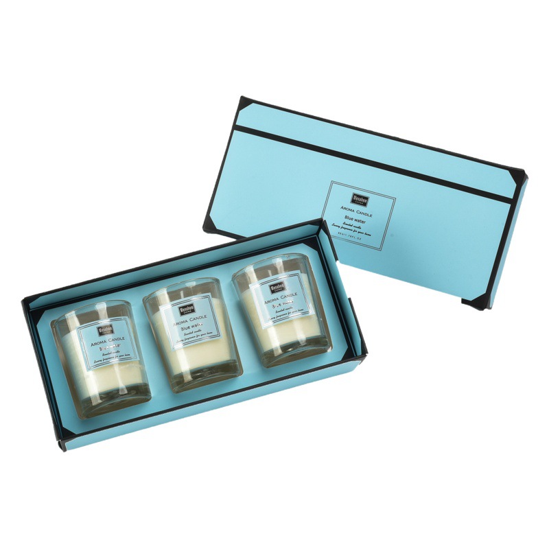 Caja de regalo de aromaterapia de cuatro colores vela de aromaterapia de tres piezas cera de soja libre de humo vela perfumada productos de tela romántica DIY