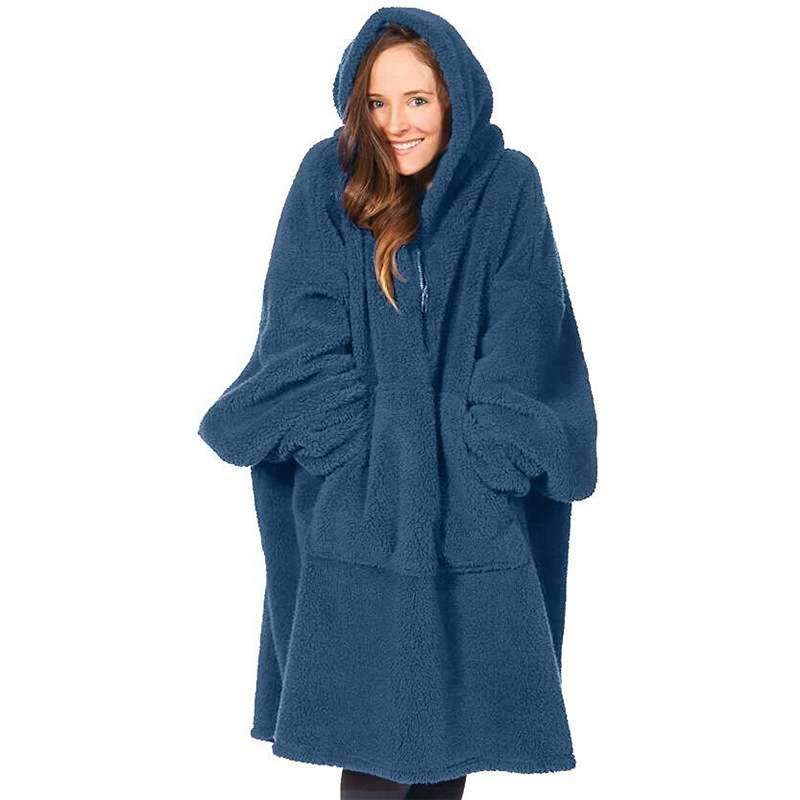 Foreign trade Winter Sherpa short zipper lambswool hoodie casual warm home blanket sweater YY0011