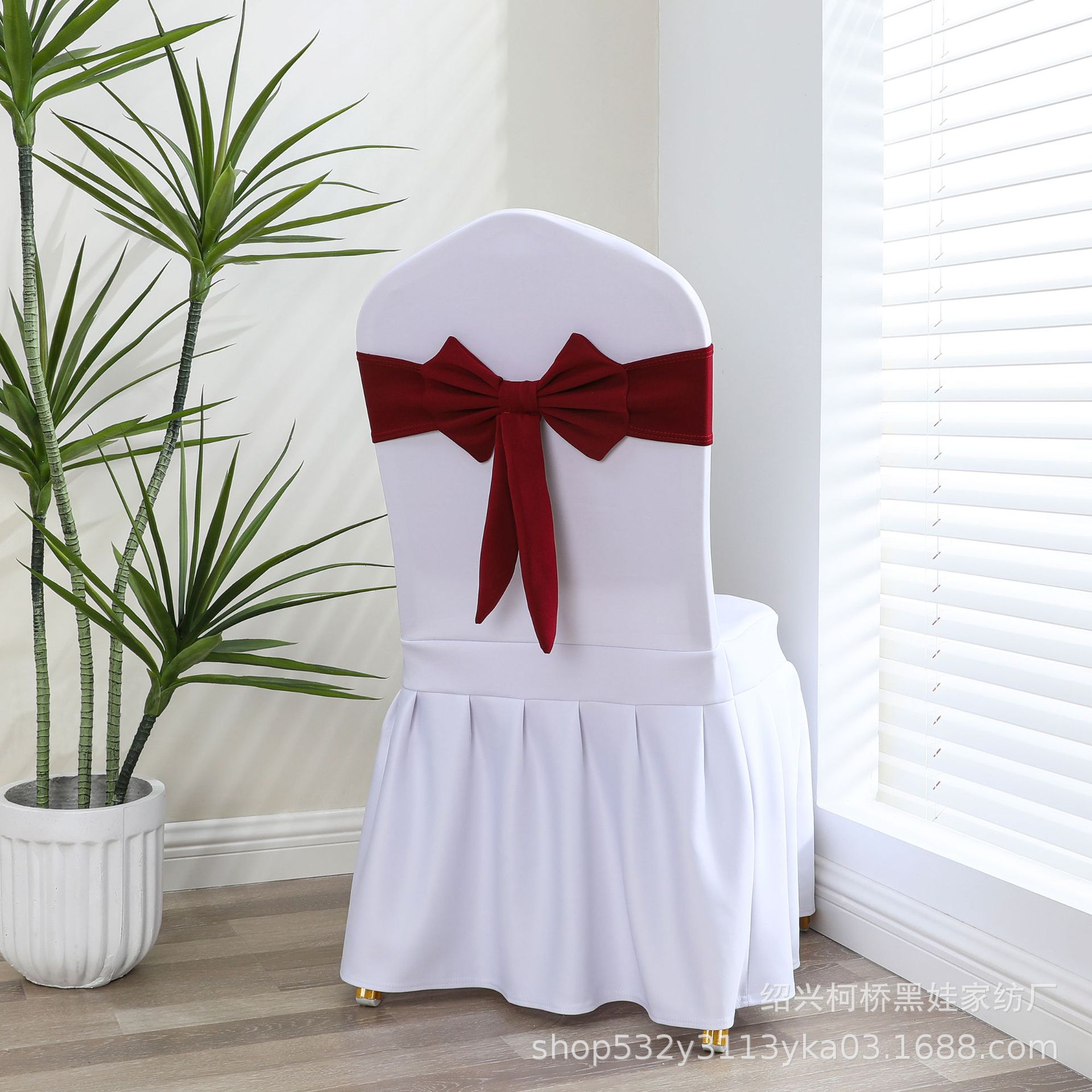 No-tie elastic chair back decoration wedding hotel chair cover bow banquet chair cover elastic chair back flower strap