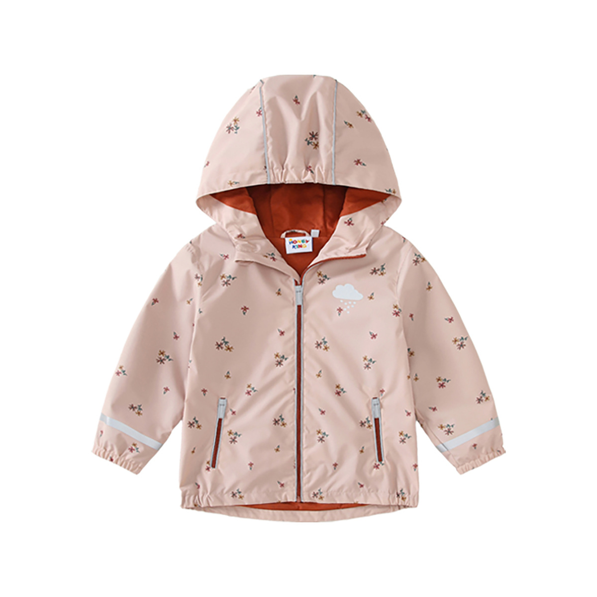 เสื้อแจ็คเก็ตลายดอกสีชมพู (ซับในกำมะหยี่บาง) 24HKYY206 / 80