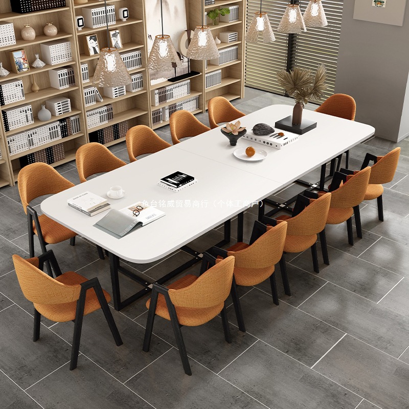 Mesa y silla de reunión moderna simple sala de estar mesa rectangular sala de lectura biblioteca mesa larga