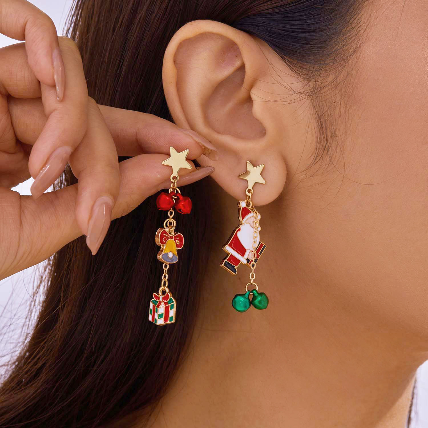 7g Weight Alloy Ear Needle Material Drop Earrings Classification 1 Pair Quantity Festival Occasion Alloy Material Christmas Festival Christmas Hat, Christmas Tree, Santa Claus Pattern Women's Gender Cute, Christmas Style 1 Pair Cute Christmas Christmas Hat Christmas Tree Santa Claus Alloy Drop Earrings 10