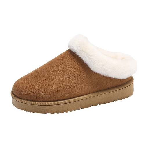 Winter Cotton Slippers for Women, Fleece Lined, Thick, Warm, Snow Ground Boots for Outdoors, Anti-Slip, Home Cotton Shoes