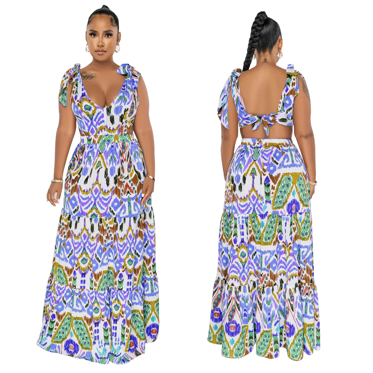 Women's Clothing fashion women's color sleeveless shoulder strap long skirt dress for women_mkmklike.com